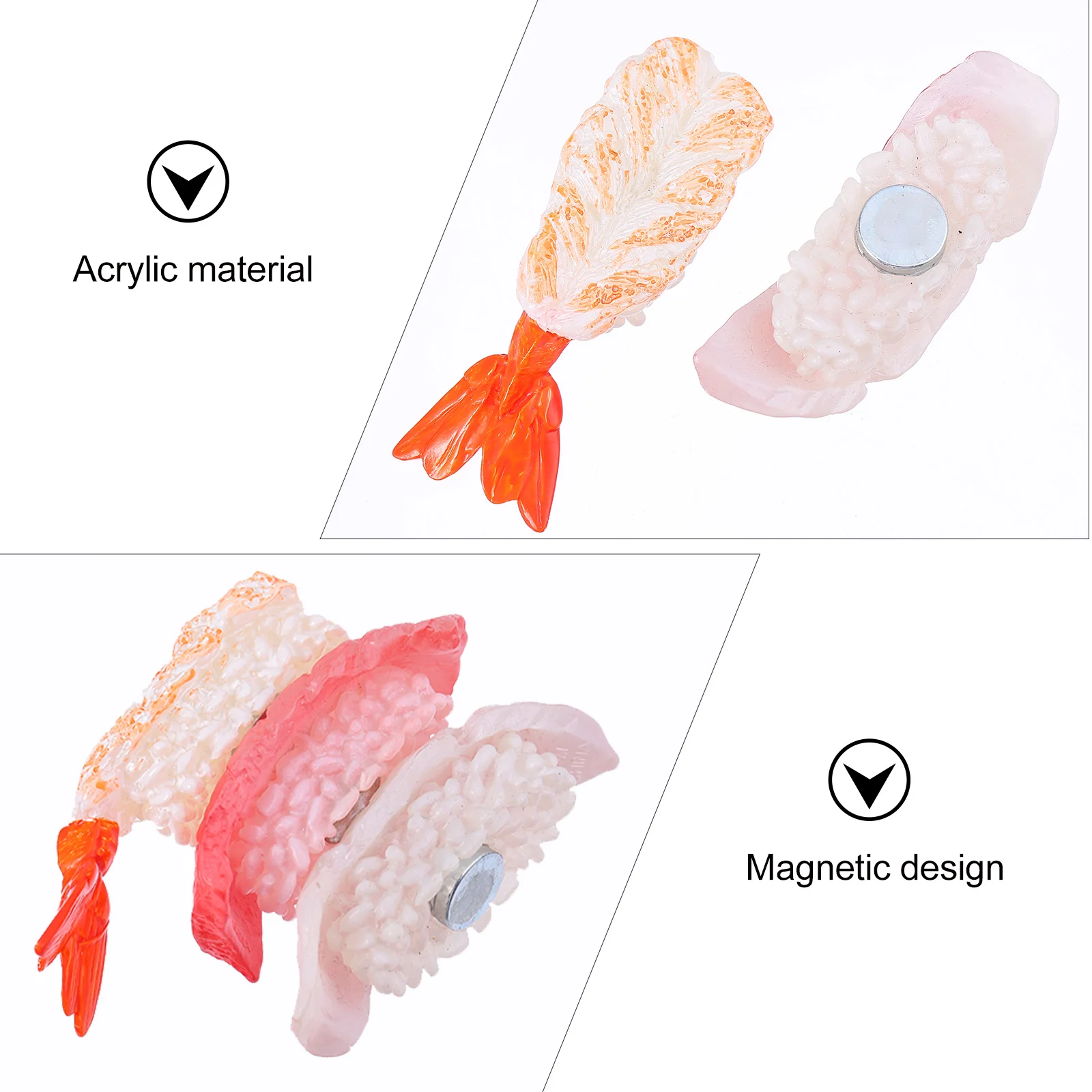

3Pcs Sushi Refrigerator Magnets Food Shaped Cute Decorative Refrigerator Fridge Cabinet Magnetic Food Ornament for Home Office