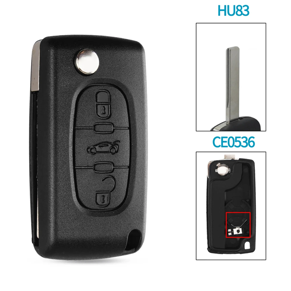 KEYYOU 2/3 Knoppen voor Peugeot 207 307 308 407 607 807 Voor Citroen C2 C3 C4 C5 C6 Afstandsbediening sleutel Case Va2/Hu83 CE0523 CE0536