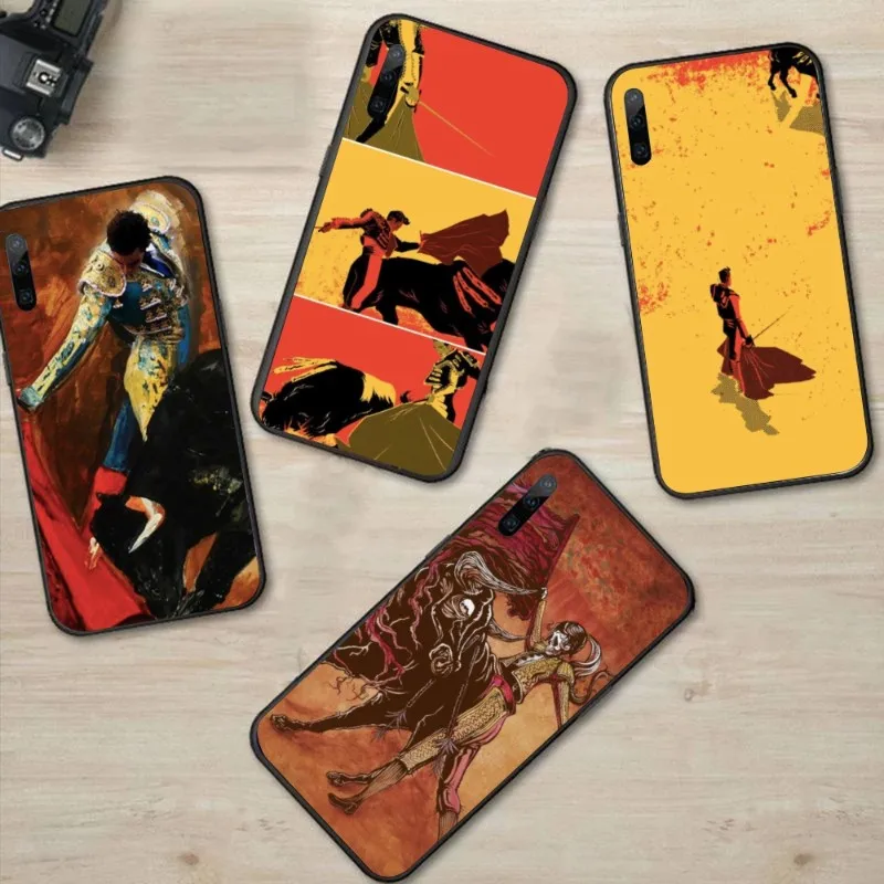 Spain Bullfight Matador Phone Case for Huawei P50 P40 P30 Pro Lite P Smart 2021 2019 Magic 3 Black Soft Phone Cover Funda