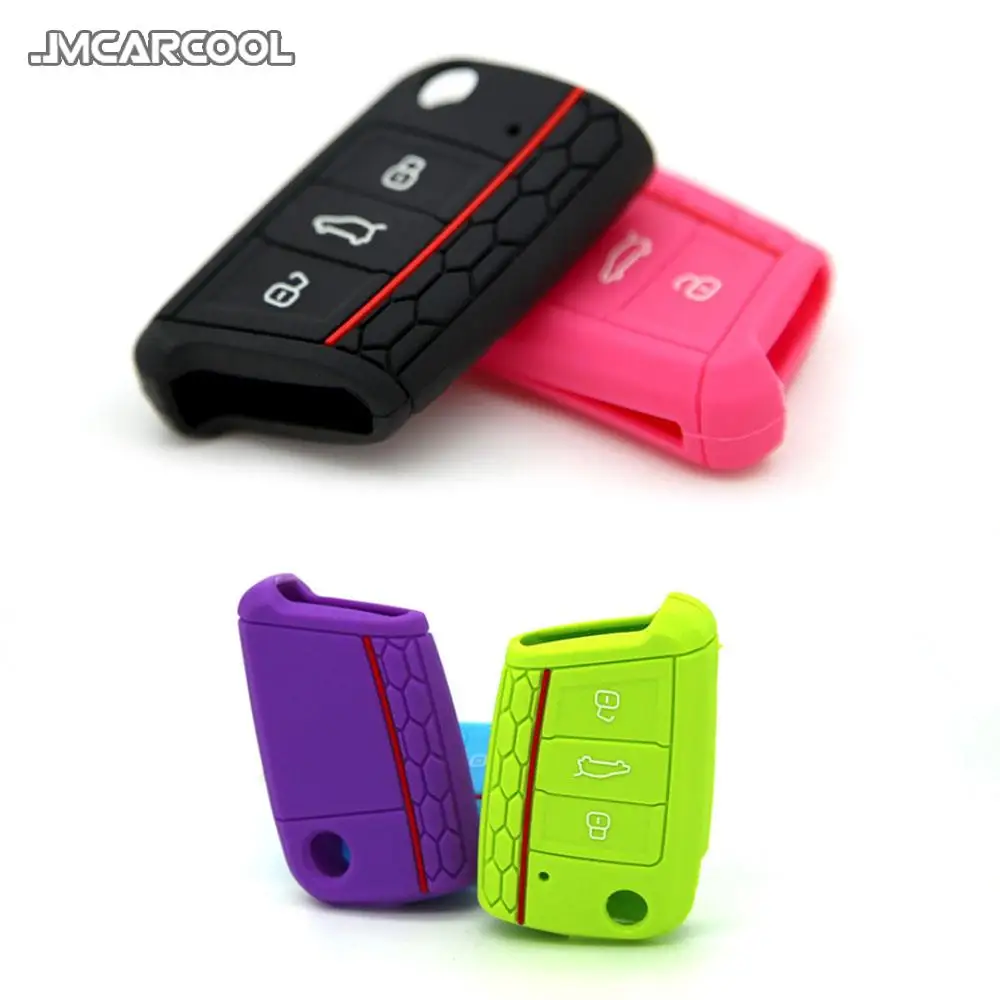 Silicone Car Key Case 3 Buttons Flid Key Fob Cover Case Skin Cover for Volkswagen VW Golf 7 mk7 Auto Key Protector Accessories