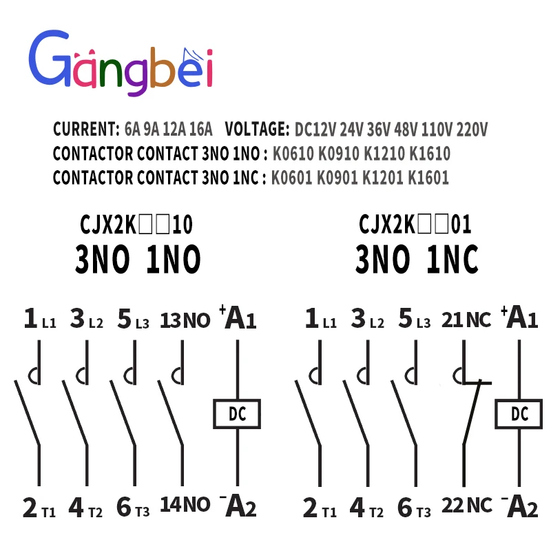 Small DC Contactor, CJX2K0910,1210,1610, 0901, 1201,1601,Mini Type Contactor, 220VDC,110VDC,48VDC,36VDC,24VDC,12VDC, 24VDC,12VDC