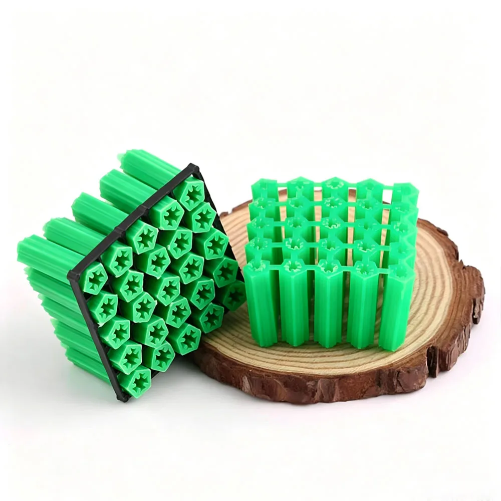 100Pcs Green Nylon Wall Anchor Plug M6 M8 Plastic Expansion Tube for Drywall Fixing