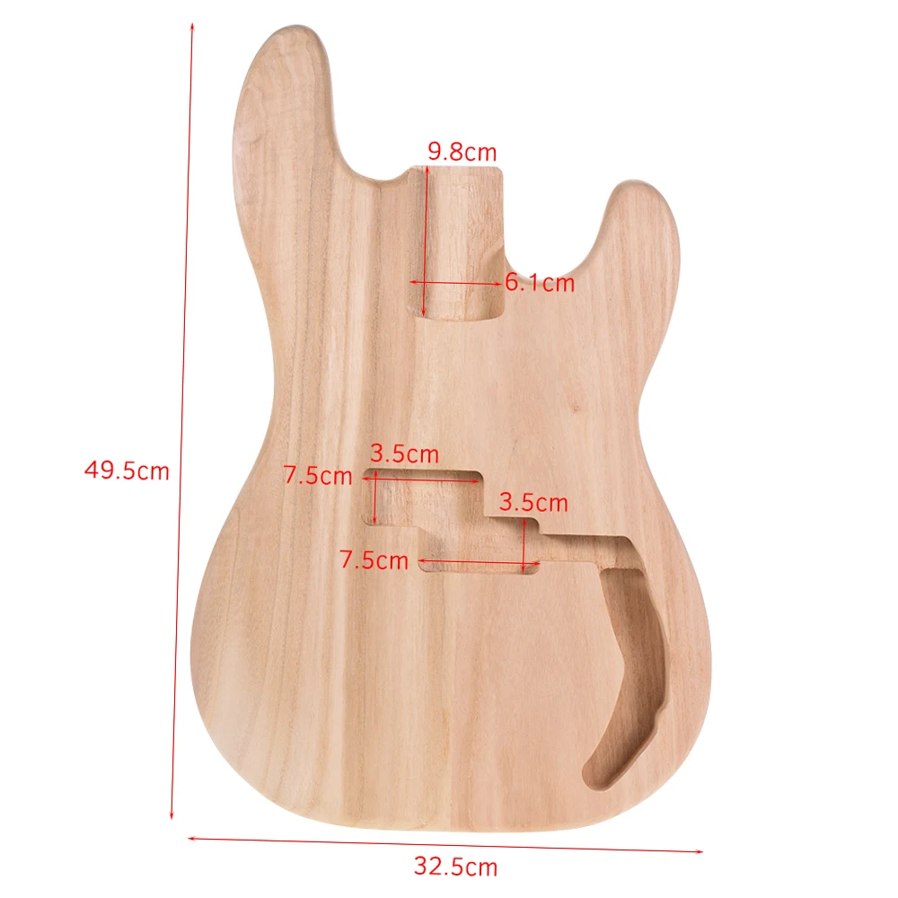 PB-T02 Unfinished Electric Guitar Body Sycamore Wood Blank Guitar Barrel for PB Style Bass Guitars DIY Parts