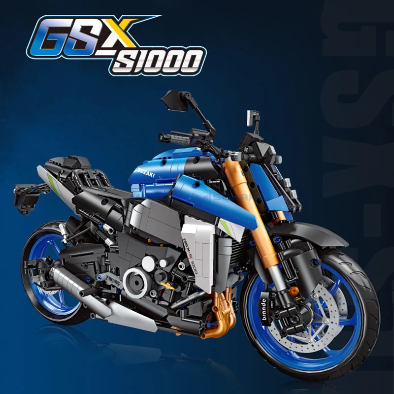 GSX-S1000 Heavy Machinery Motorcycle Model Building Blocks MOC 58014 Scooter Autocycle Speed Vehicle Bricks Toy Gift Boys Kids