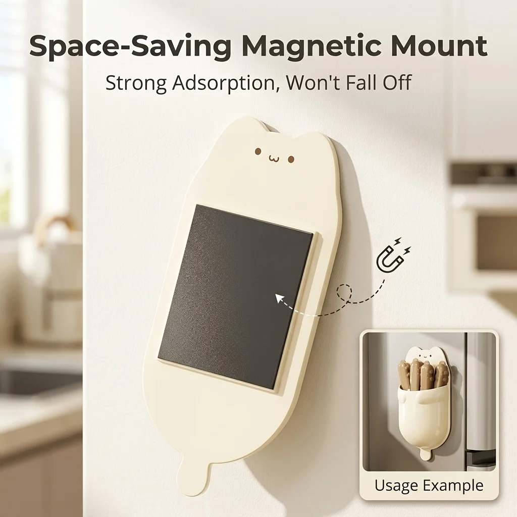 Cute Cat Magnetic Sealing Clip Set, 5-Piece Set (4 Clips and 1 Storage Box), Reusable Food Bag Clip for Kitchen Food Storage