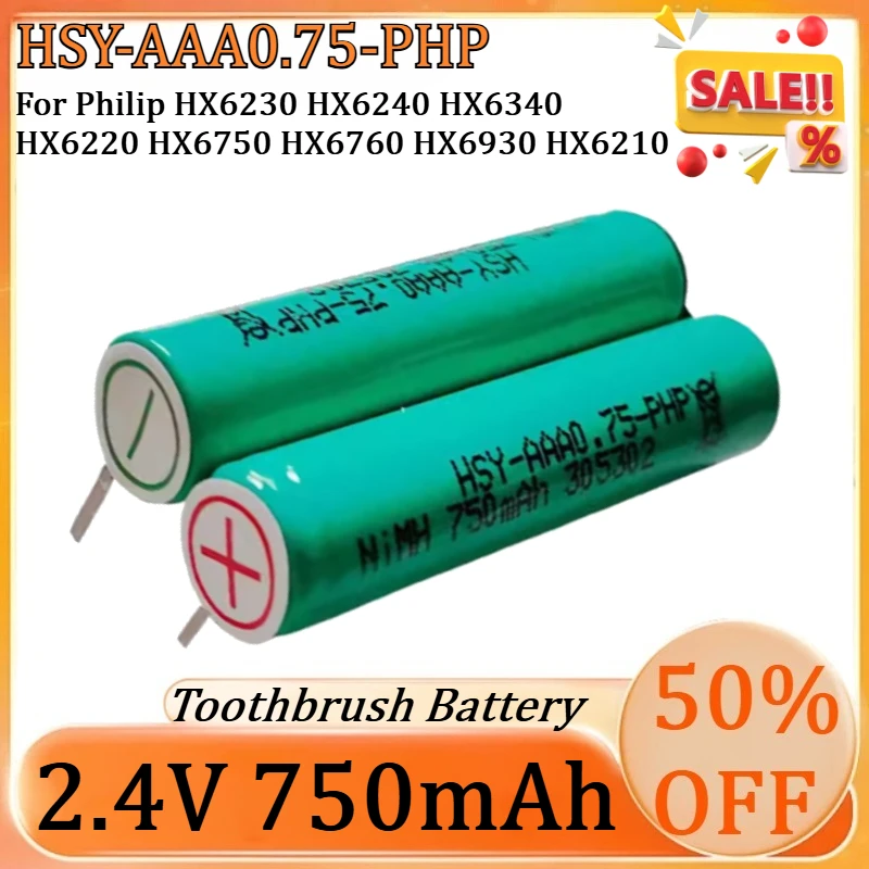 

New 2.4V 750mAh HSY-AAA0.75-PHP Battery for Philip HX6230 HX6240 HX6340 HX6220 HX6750 HX6760 HX6930 HX6210 Toothbrush Battery