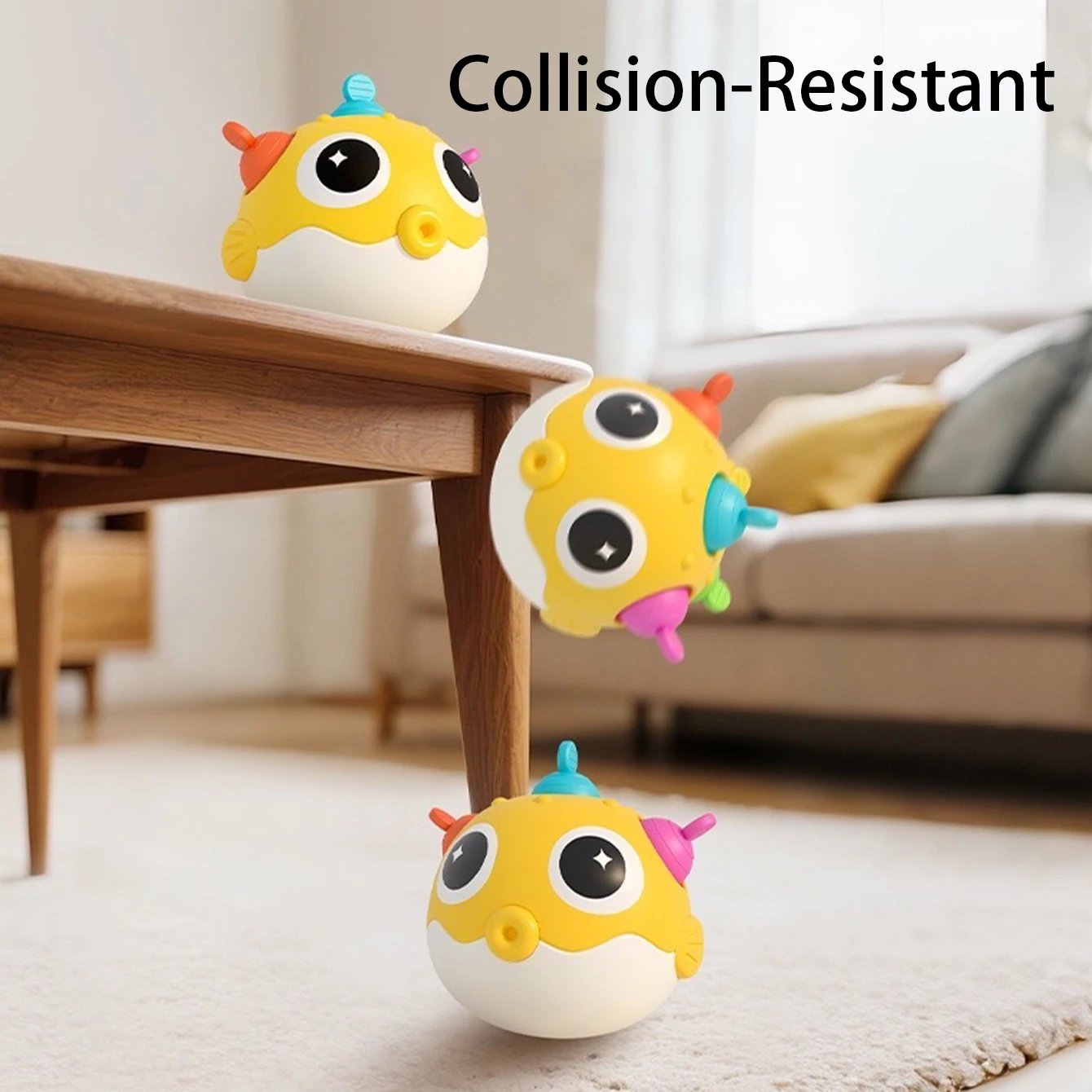 ألعاب الأطفال والرضع - لعبة مطاطية حريرية من سمكة النفخ مع صوت جرس واضح وميزة قابلة للدفع