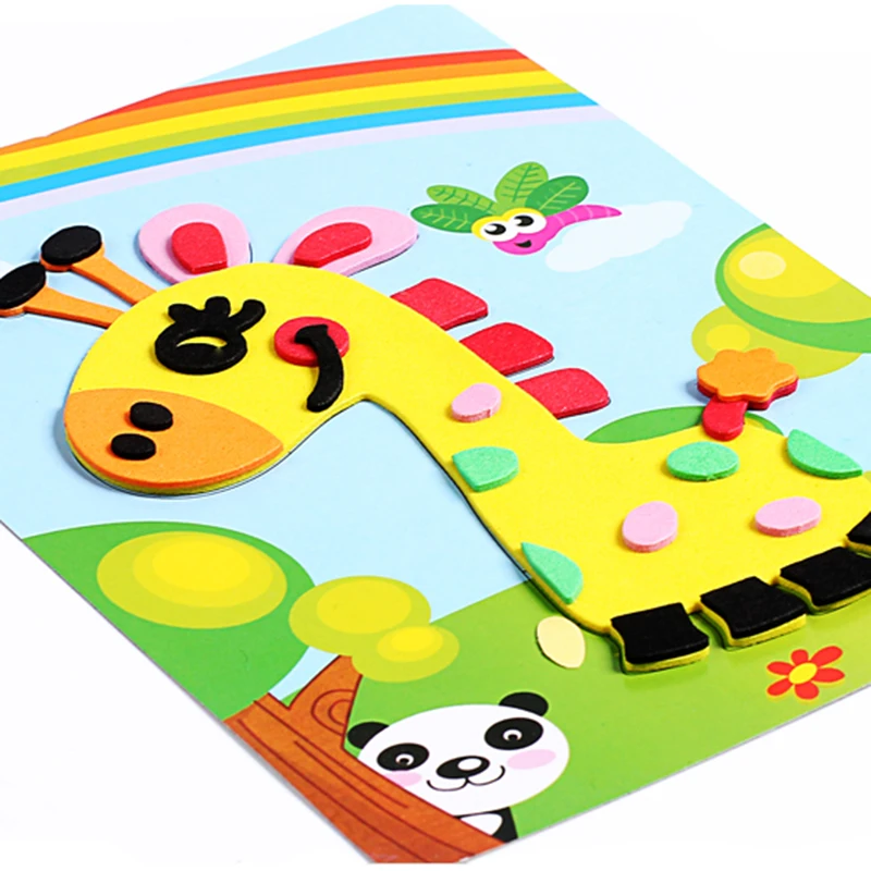 10 designs/lot 3D EVA Foam Sticker DIY Cartoon Animal Puzzle For Children Kids Multi-patterns Styles Toys for Children Gift