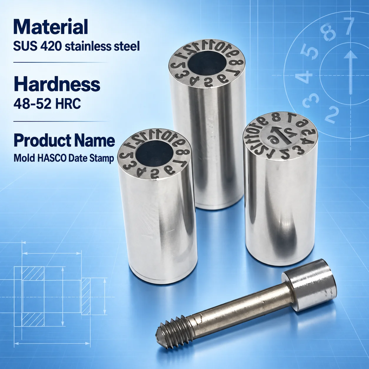 2PCS/5PCS Mold Accessories Z4861 Date Stamps Changeable Date Code Inserts Date Marked Pins for Recording Mold Production Date