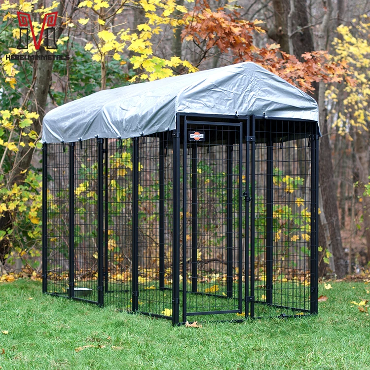 Galvanized Waterproof Animal Run Cage Outdoor Pet Kennel Wire Mesh Fencing Dog Kennel With Roof