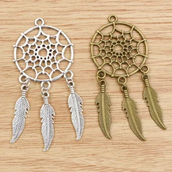 5pcs 60x29mm Charms Native Dream Catcher Connector Antique Making Pendant Fit,Vintage Bronze Silver Plated DIY Jewelry Supplies