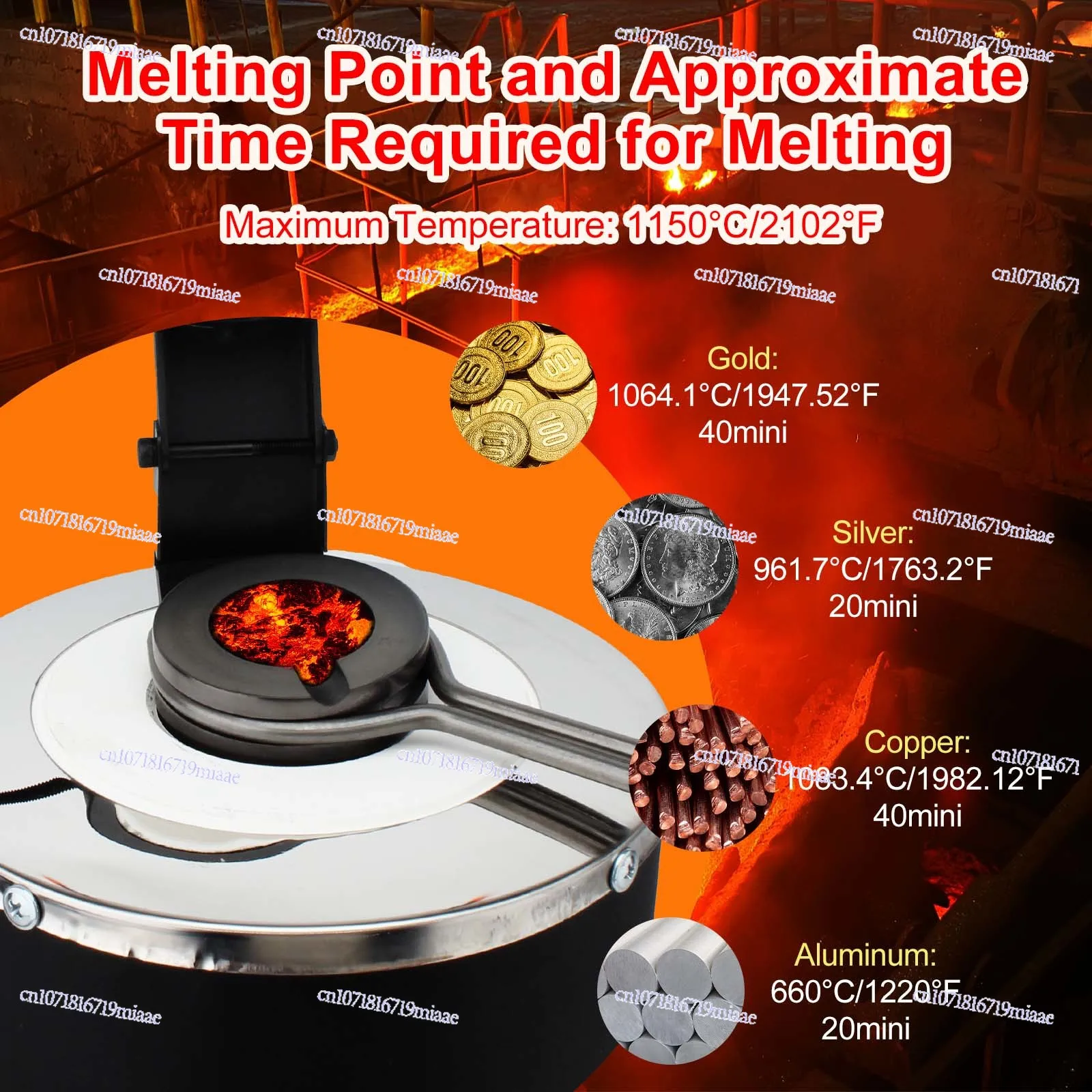1/2/3 Kg 2000F Mini Digital Electrogold Furnace Tin Silver Copper Aluminum Furnace Graphite Crucible