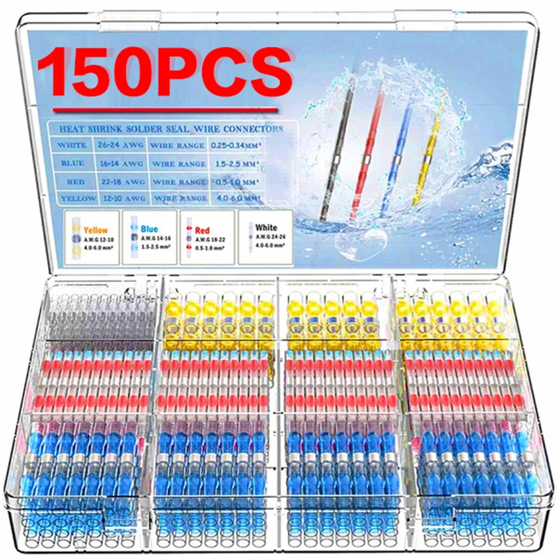 

150/120PCS Seal Waterproof Welding Heat Shrinkable Wire Connector Soldering Sleeve Wire Terminal Kit Marine Insulation