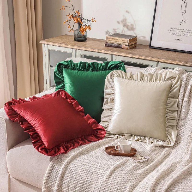 Christmas fleece throw blanket for living room sofa armrest cushion headboard European bed head pillow cover without core