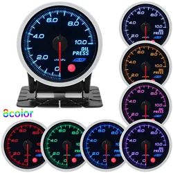 2 Inch 52MM Oil Press Gauge Smoke Lens 0-10 Bar PSI Oil Pressure Meter With Stepper Motor Oil Pressure Sensor 1/8NPT Turbo Boost