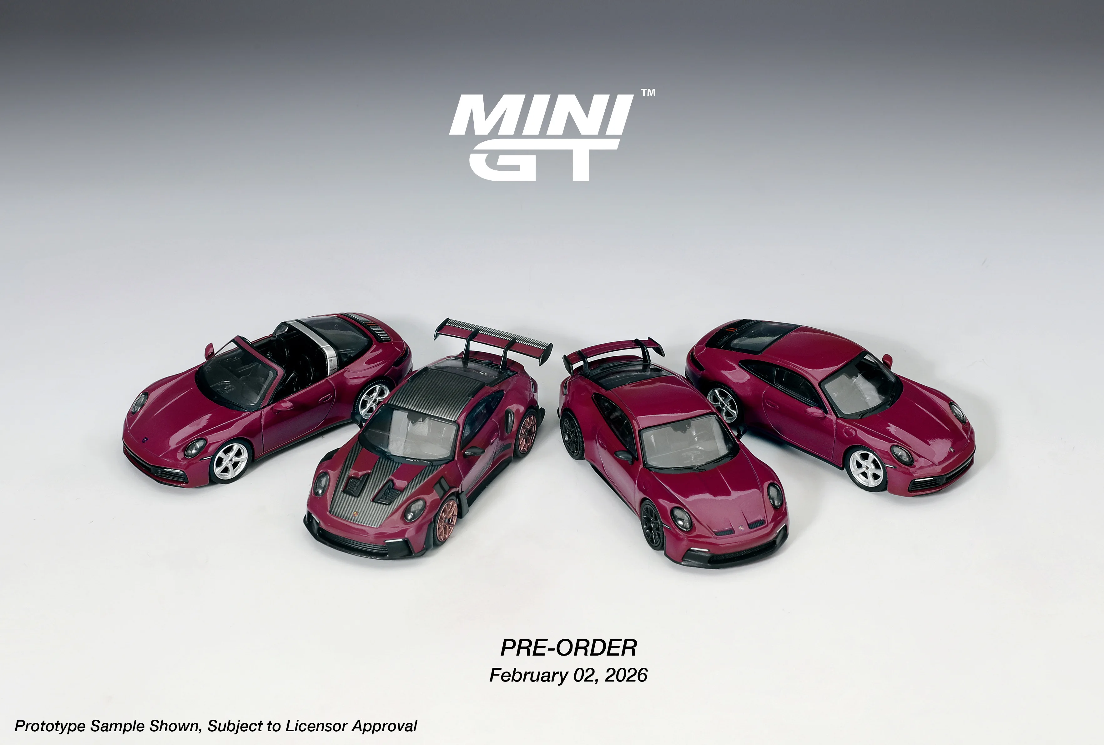MINIGT 1/64 Porsche 911 (992.1) Rubinstein-Rot Set MGTS0021 Autos Legierung Druckguss Metallmodell Kinderspielzeug Jungen