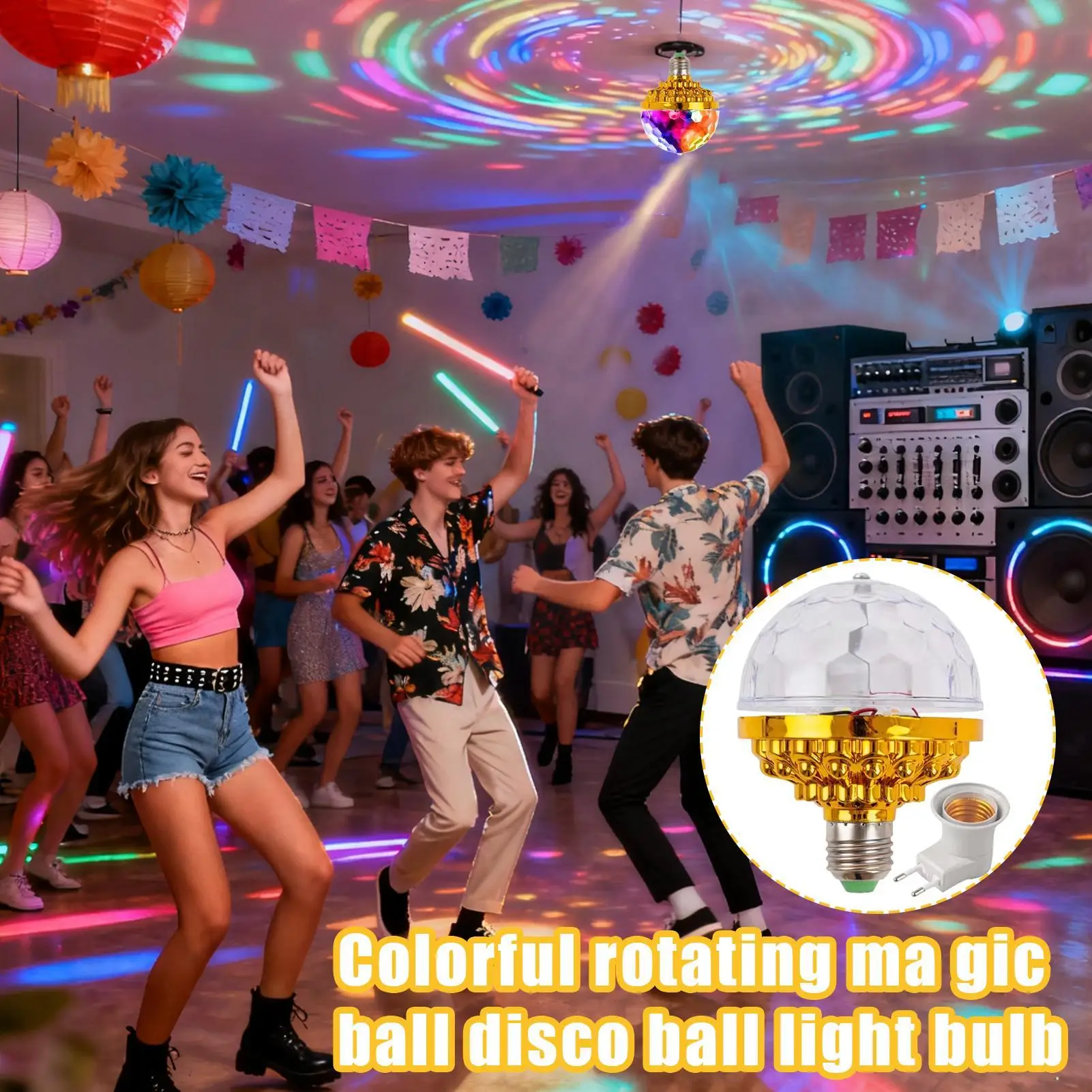 Disco Ball Light Bulb Continuous LED Long Lasting Lighting Rotating Disco Ball Light For Bar Party Lovers Kids Teens Christmas