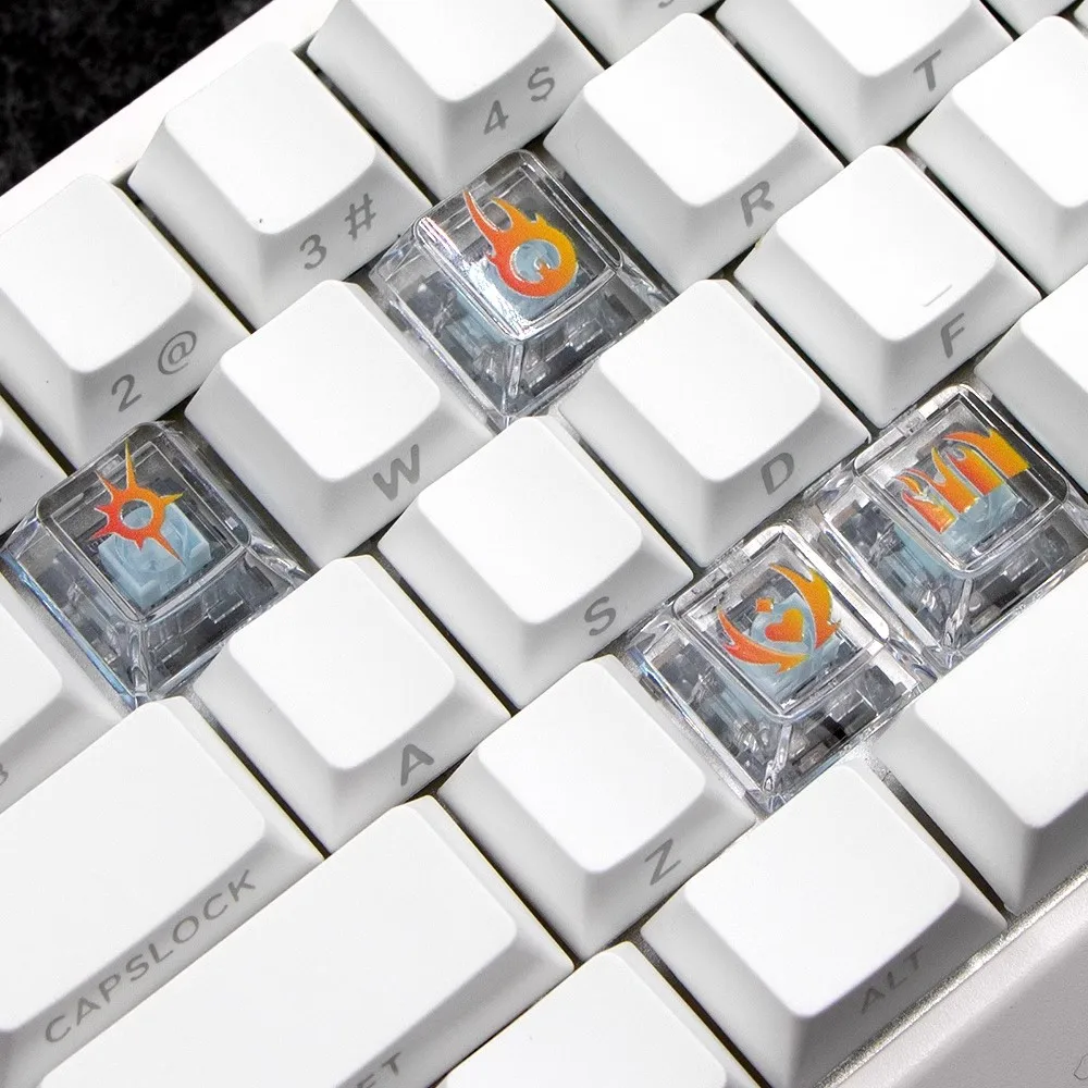 4 キー/パック VALORANT ヒーロースキルキーキャップ PC 素材半透明キーキャップチェリープロファイルバックライトキーキャップジェットスモーギーレイナセージ