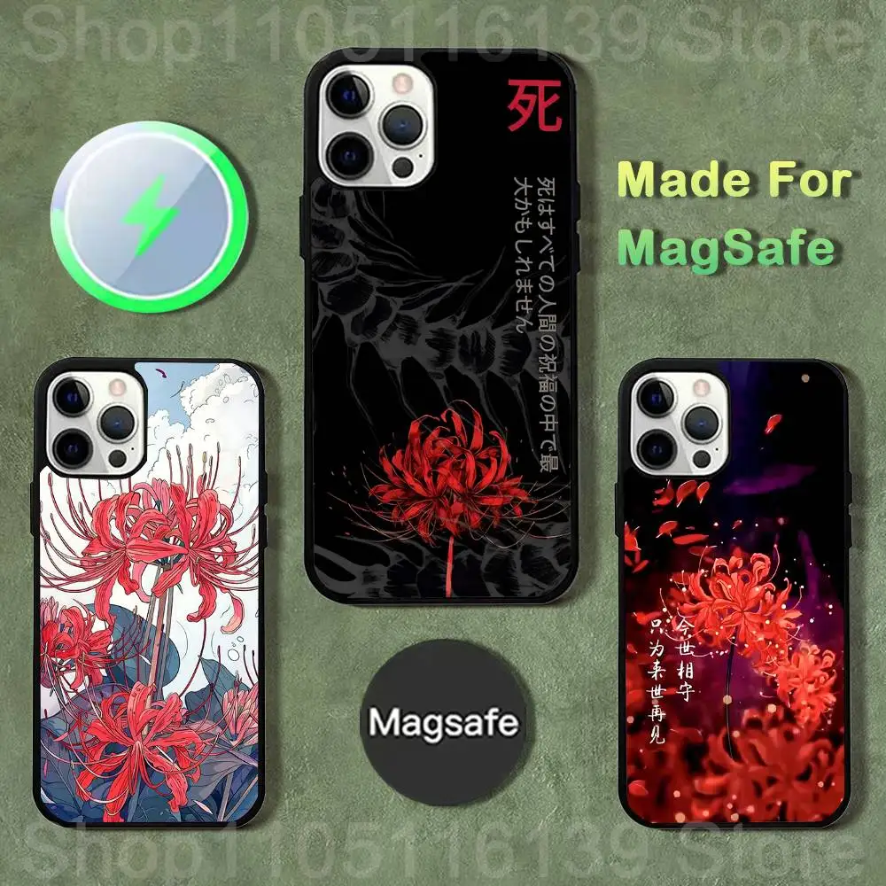 

Red Spider Lily Flower of Hell Phone Case iPhone 17,16,15,14,13,12,11,Pro,Max,Plus,Mini,SE4,E Magnetic Magsafe Wireless Charging