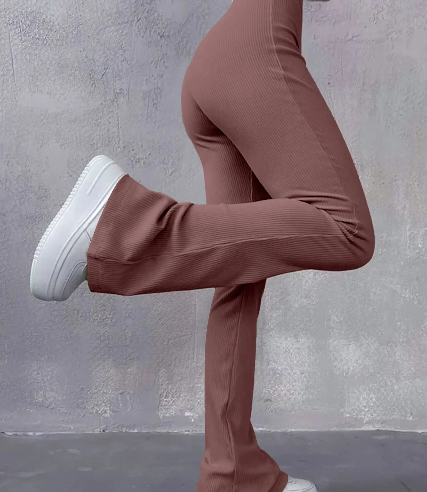 

Женские сексуальные облегающие брюки в рубчик, однотонные, с высокой талией, расклешенные, длинные, повседневные леггинсы, спортивные, удобные женские брюки