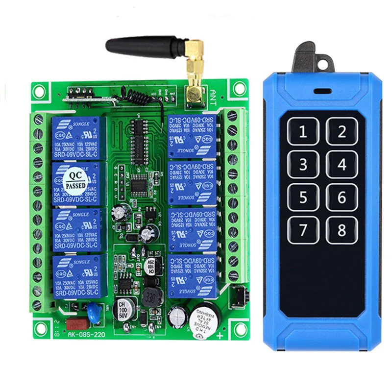 

433MHZ 8 channel wireless rf remote control switch 12v /24v/36v/48v Remote Cont wireless remote motor control switch