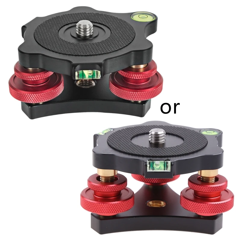 Tripod Leveling Base with Top & Side Rubber Pad Designed Tri-wheel Leveler for DSLR