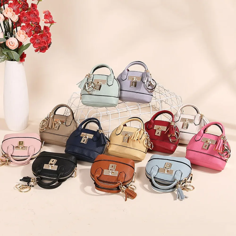 With Keychain Mini Luxury Headphone Bag Coin Purse Mini Handbag Leather Coin Bag Small Leather Mini Handbag Keychain Bag Pendant