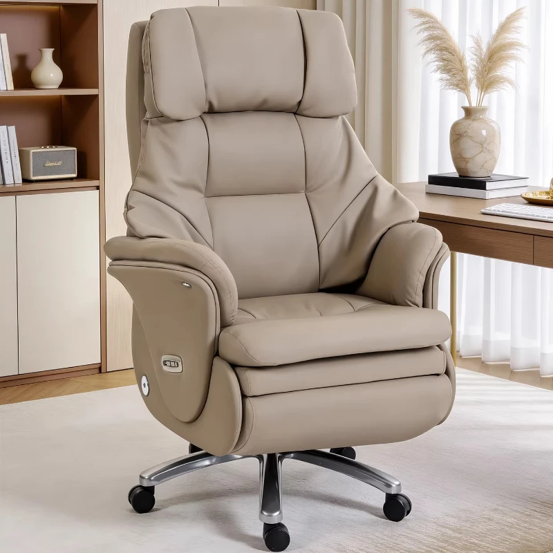 Massage heated and spacious office chair Multi functional genuine leather Computer chair with electric adjustment furniture
