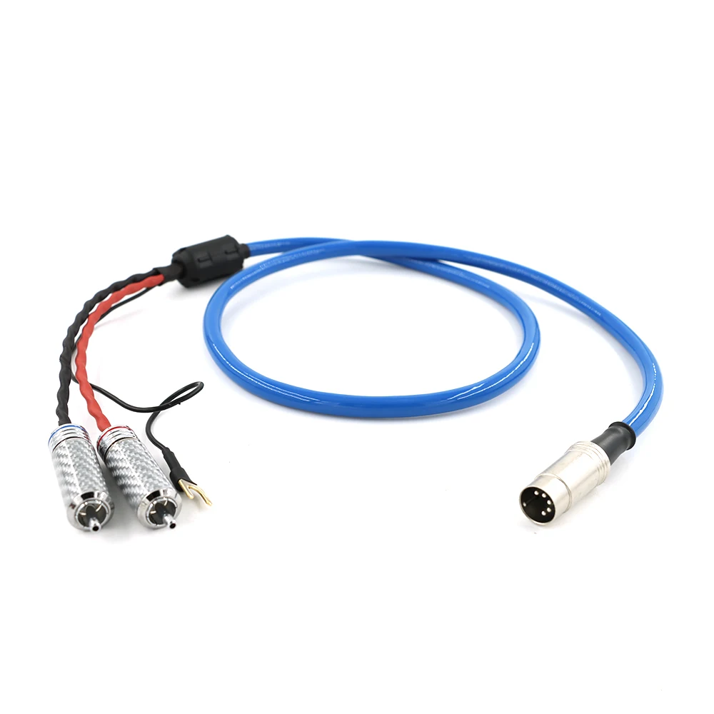 Câble RCA DIN naz pour audiophile à 5 broches : fil de bras de tonalité blindé OFC plaqué argent avec pelle au sol en U et compatibilité Naim