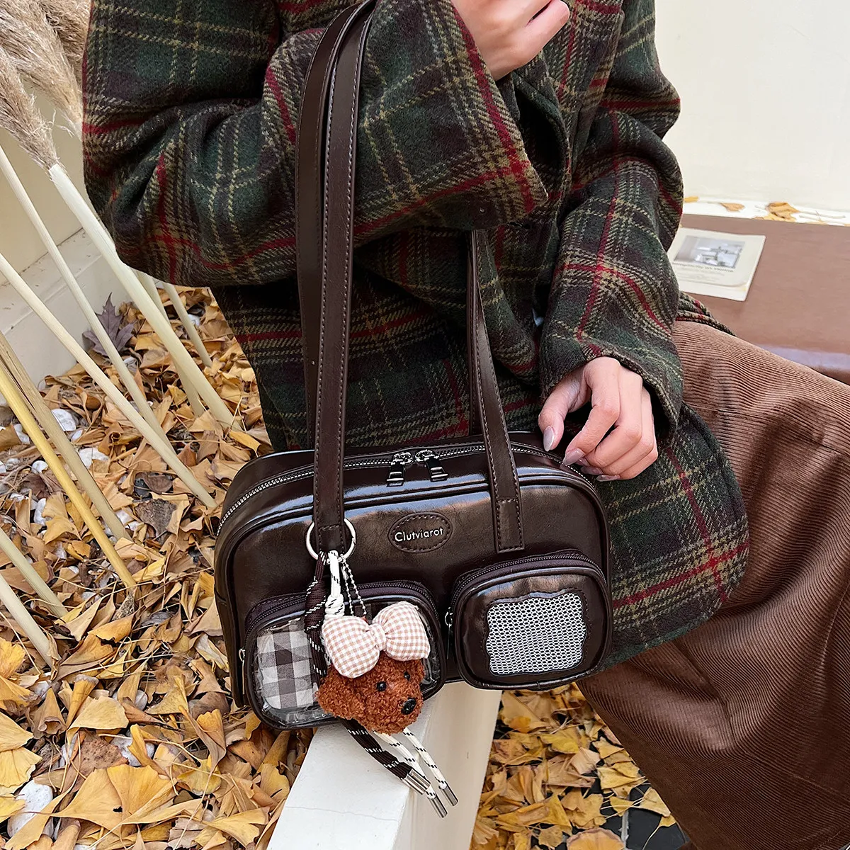 Japanese Sweet Student Style Lolita Girl Bag Brown Cute Cookies Bear Exquisite Fashionable Casual Shopping Woman Shoulder Bag