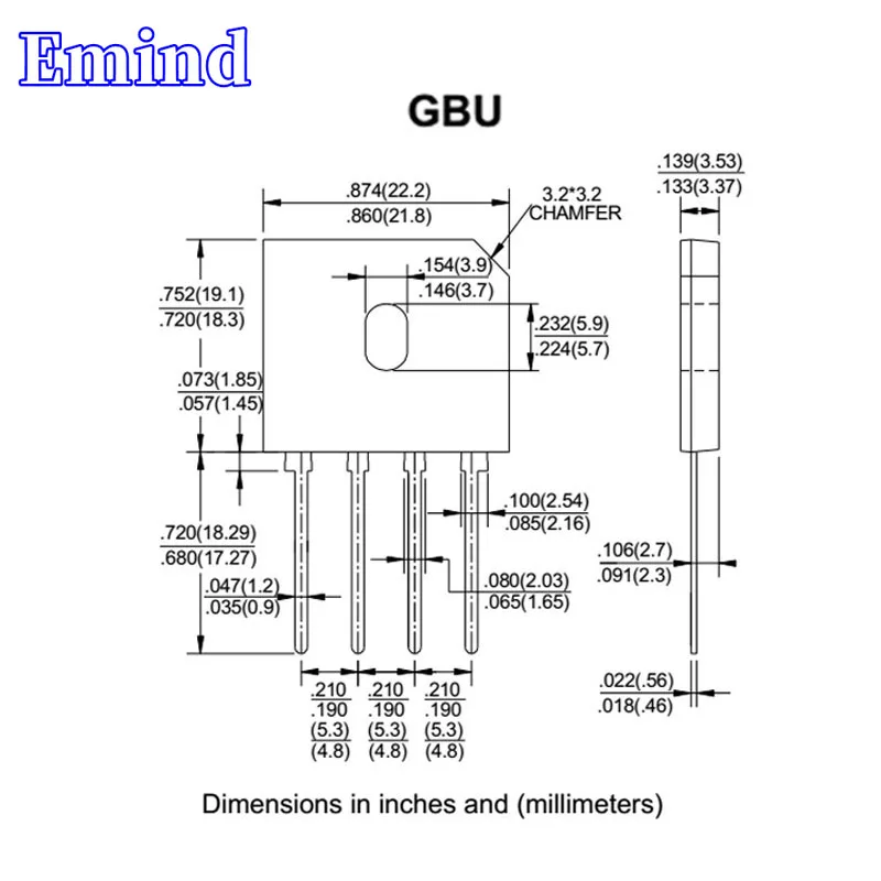 10Pcs GBU1006 Bridge Rectifier 10A/600V GBU10J Bridge Stack Cutable Feet GBU Footprint Flat Bridge