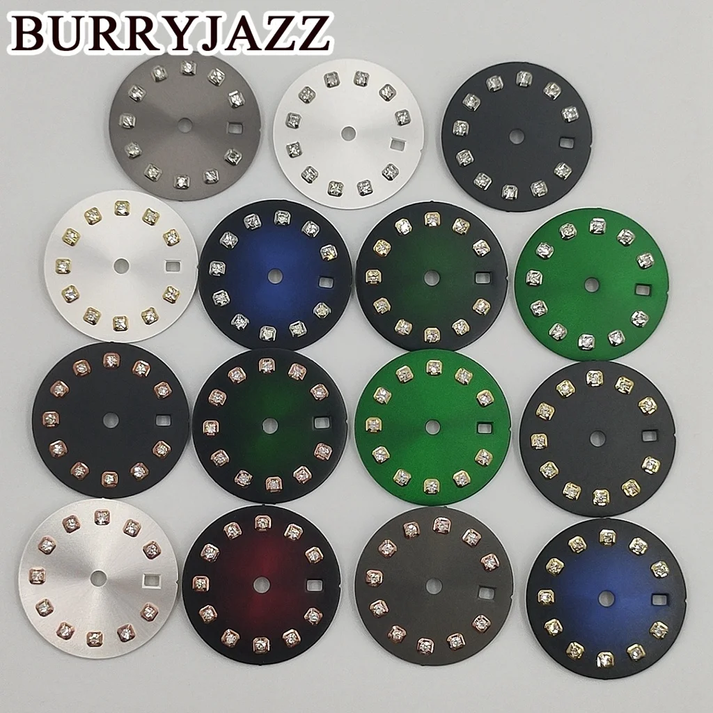 BURRYJAZZ 20.5mm No Logo NH05 Watch Dials Silver Black Blue Green Gray Dial Fit NH05 NH06 Case Crown