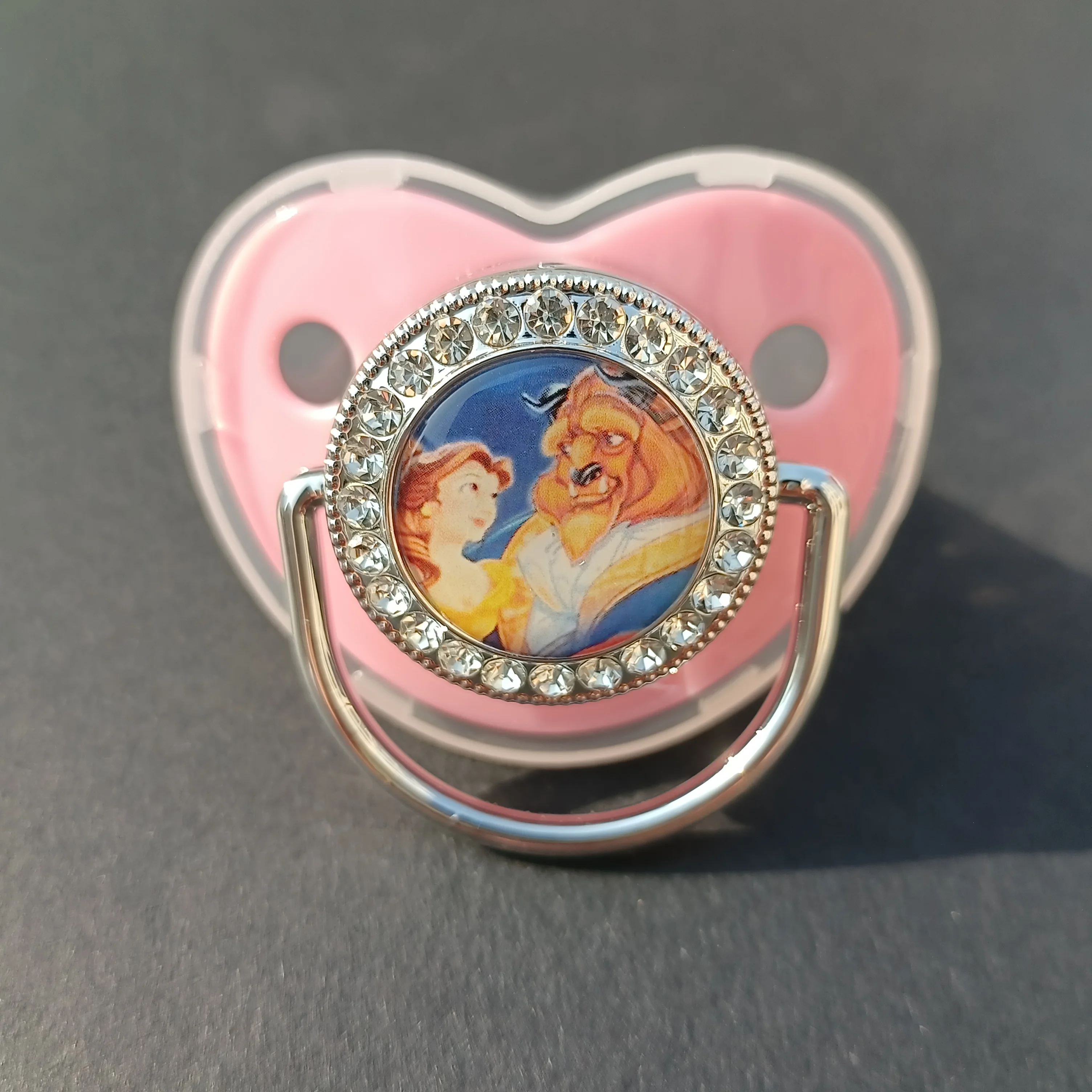 Disney Deluxe Silver Princess The Lion King Baby Pacifier Silicone Fake Nipples Bling Baby Pacifier Baby Shower Gift sucette