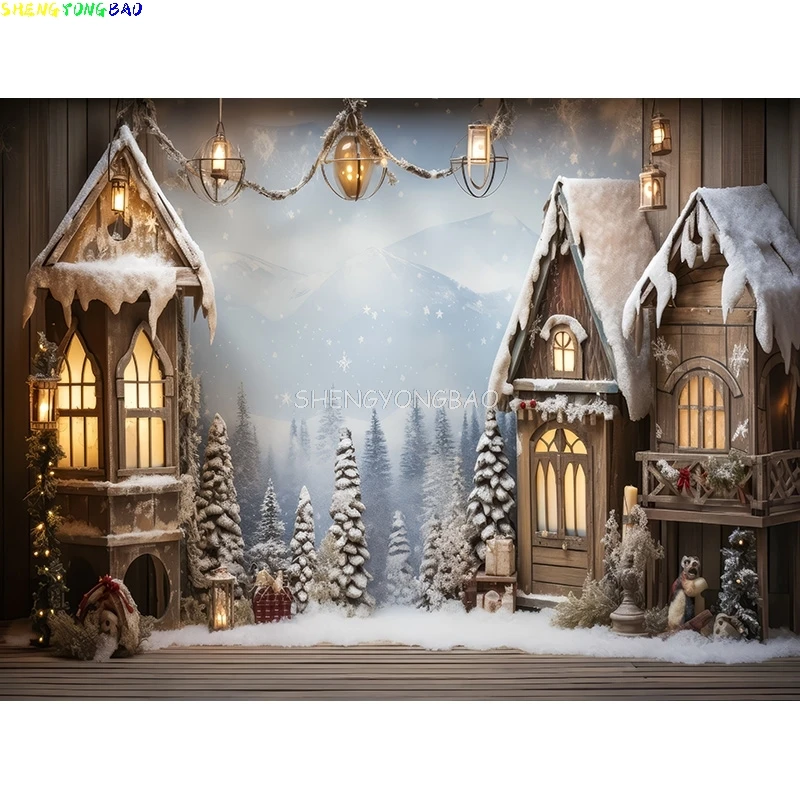 Рождественская елка с подарочными коробками, фоны для фотографий, зимние снежные украшения, деревянная дверь, камин, фон для комнаты, реквизит WR-08