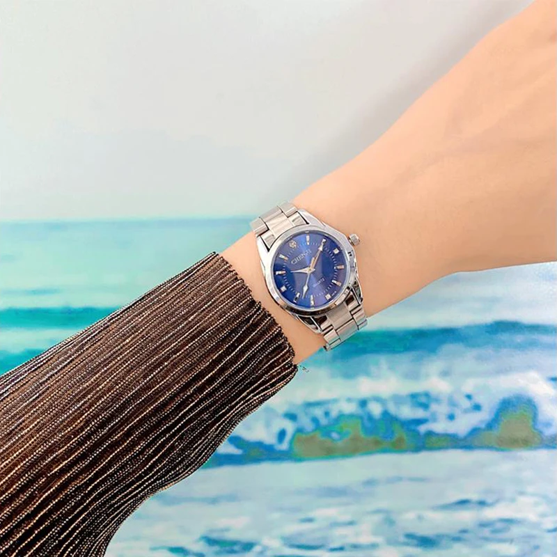 CHENXI 021B ساعات للمرأة تصميم بسيط فاخر الفولاذ المقاوم للصدأ مقاوم للماء كوارتز ساعة اليد هدية النساء