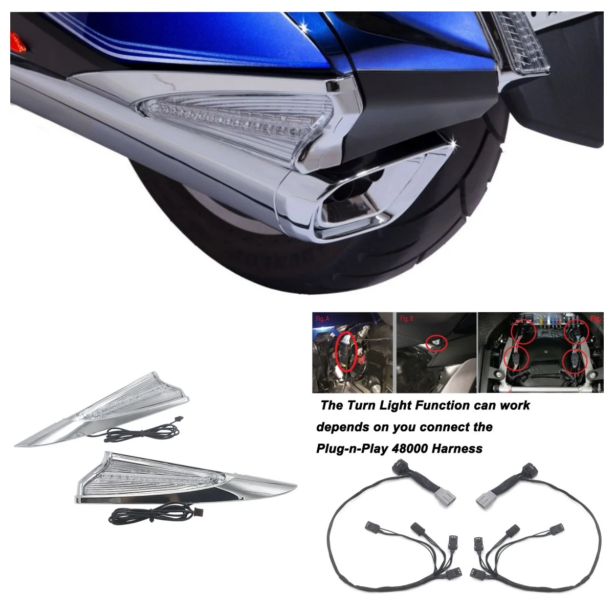 

Для Honda Goldwing GL1800 GL 1800 F6B 2018 2019 2020 2021 мотоциклетная седельная сумка Accent Swoop светодиодный светильник комплект чехла для указателя поворота