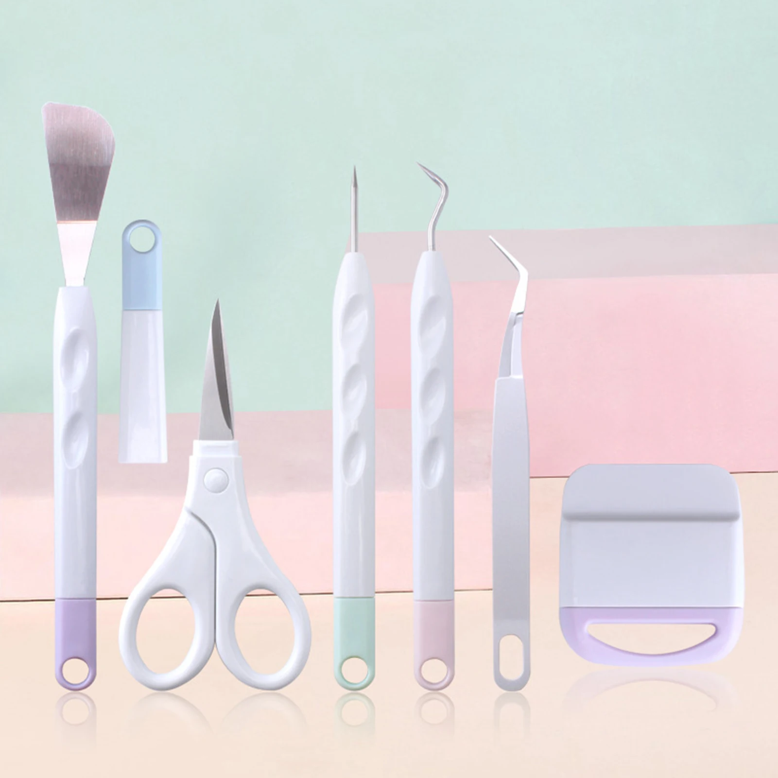 Basic Tool Set Craft Weeding Tool with Weeder Scraper Spatula Tweezers Scissors Removal Tool Kit for Scrapbooking Projects