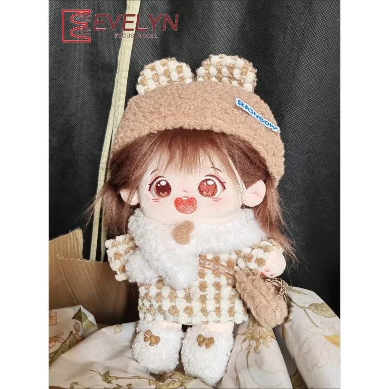 Evelyn 20 cm katoenen poppenkleding eindeloze crème warme pluche schattige serie kledingset