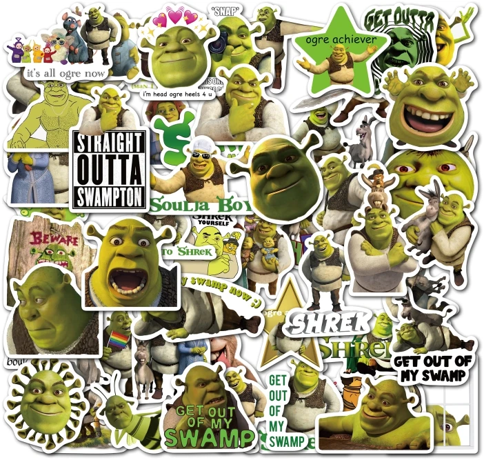 10/50Pcs Funny Monster Shrek Stickers Suitcase Luggage Skateboard Graffiti Phone Cartoon Disney Stickers Kid Gift Toy Scrapbook