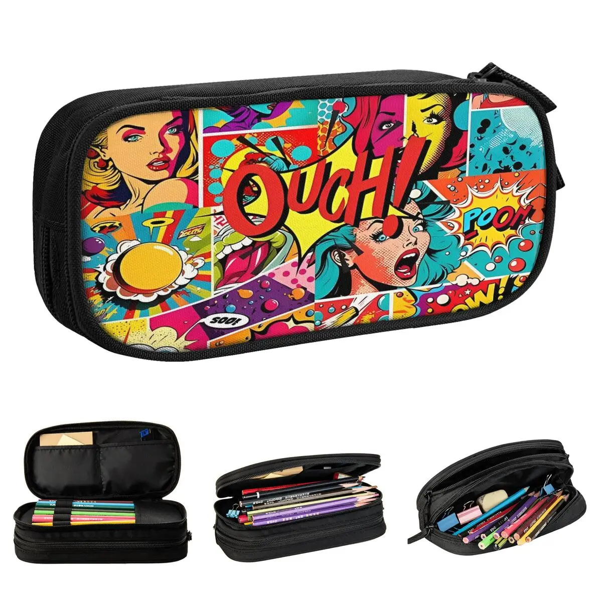 

Retro Comic Colorful Book Pencil Cases Classic Pen Bags Girls Boys Big Capacity Students School Cosmetic Pencilcases