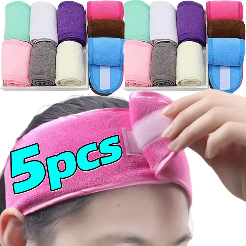 1-5pcs New Adjustable Head Band Girls Spa Wide Hairband Yoga Bath Shower Makeup Wash Face Cosmetic Bands Soft Toweling Hairband
