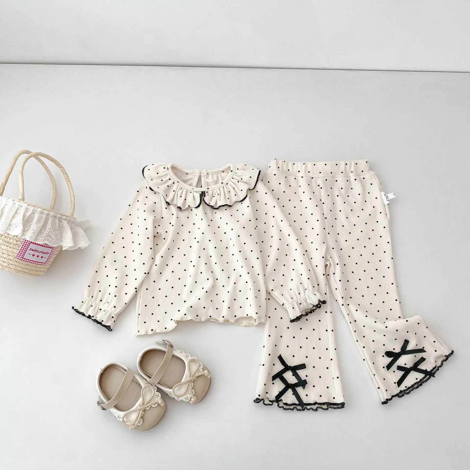2026 Autumn New Baby Girl Long Sleeve Ruffle Lapel Shirts Girls Cartoon Print Bottoming Shirts Cotton Infant Toddler Clothes