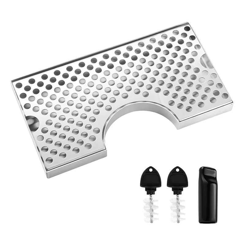 

Лоток для капель пива F-T для Kegerator, лоток для капель Kegerator из нержавеющей стали Лоток для капель пива для пивного крана с вырезом Kegerator