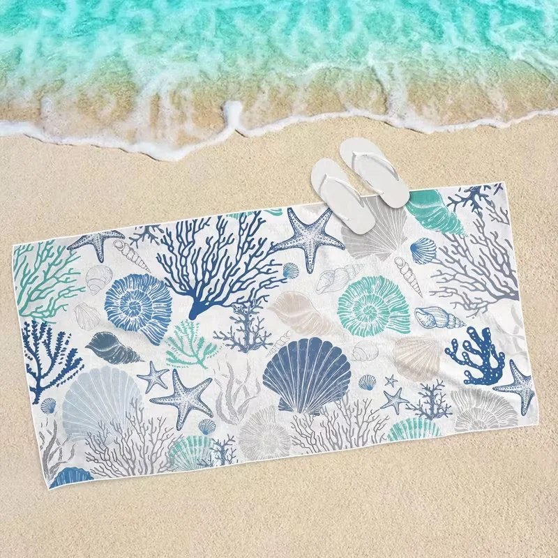 Beach Towel Microfiber Ocean Wave Starfish Beach Towel Immersed in Summer Atmosphere Fashionable and Absorbent Summer Towel