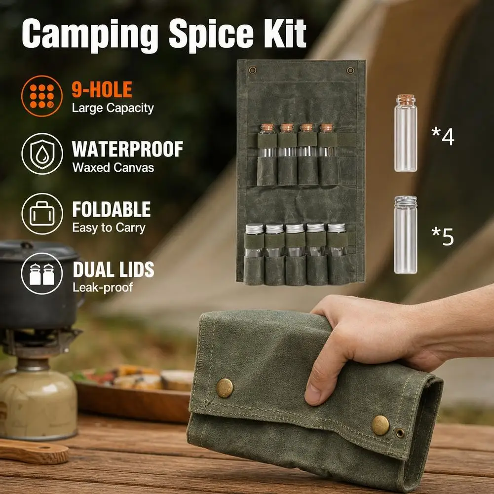 Outdoor Camping Spice Bottle Bag Set Portable Camping Picnic Seasoning Bottle Storage Bag Condiment Jar Seasoning Bottle Holder