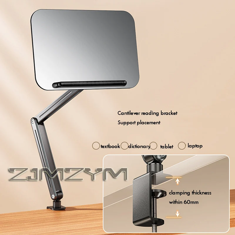 Desk Clamp Book Holder Adjustable Book Stand Holder for Desk, Foldable Reading Rack Compatible with IPad Tablet Notebook Books