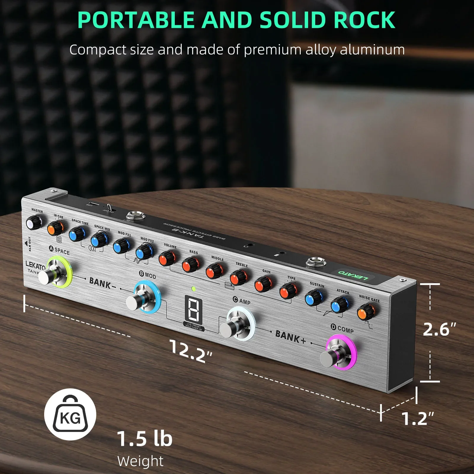 

Педаль мультиэффектов Lekato Bass — 36 предустановок с усилителем/компрессором/модом/реверберацией для профессиональных басистов