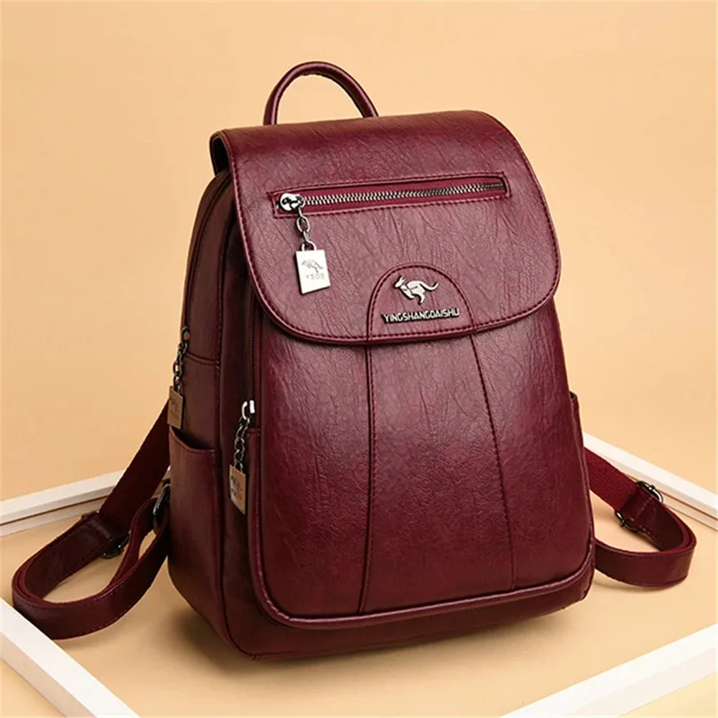 

Women 's Backpack New High Quality Soft Leather Leisure Travel Large Capacity School Bags for Teenage Girls Black Mochila