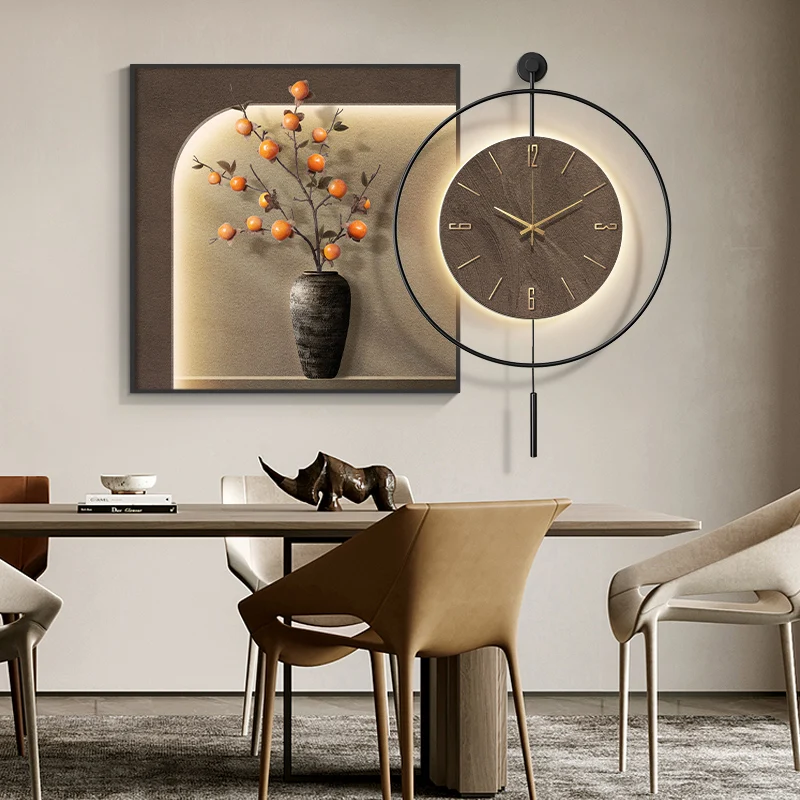 Modern LED Mural Light For Corridor Living Room Kitchen Table Background Hanging Painting With A Clock Wall Lamp Home Decoration