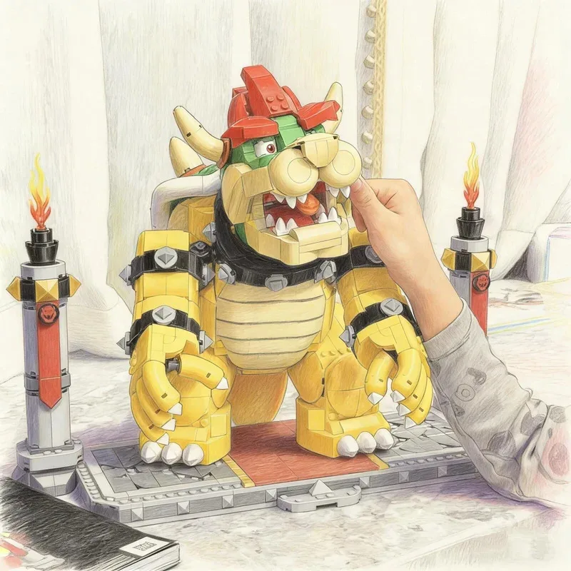 Blocchi di costruzione Castello Showdown Super Forte Bowser Boss 71411 Cool Tyrant Modello Building Blocks Giocattolo Compleanno Regalo di Natale